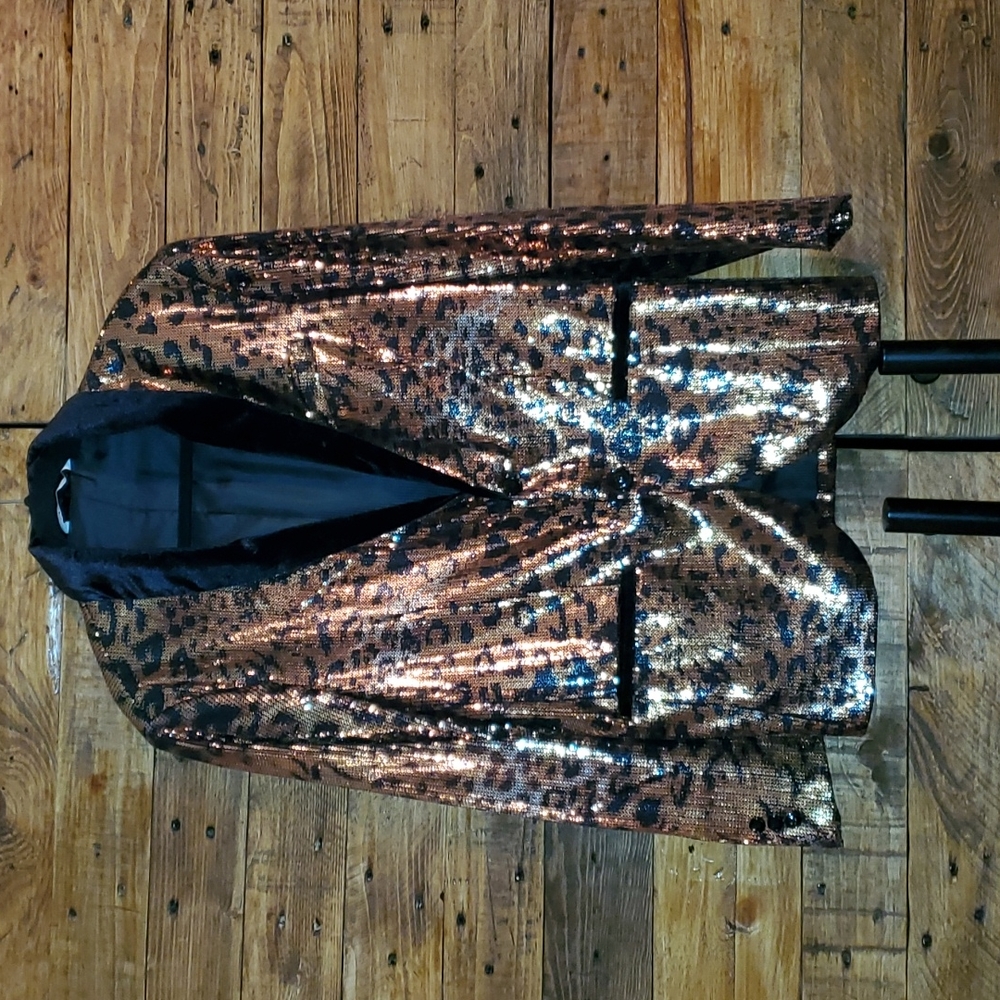 Men's sequin cheetah print suit jacket